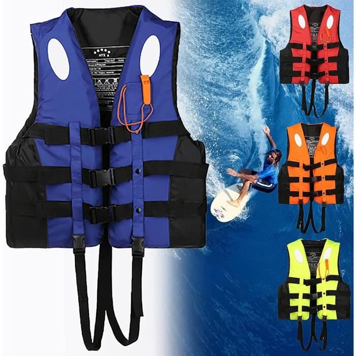 Gilet de Sauvetage - Unisexe - Réglable - Tissu Oxford 300D - Flottabilité Élevée - Sifflet de Sécurité