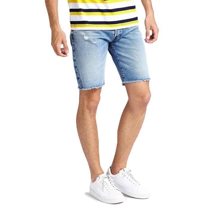 GUESS M92D08D3I81 BERMUDA JEANS OURLET D CHIR HOMME Bleu Bleu