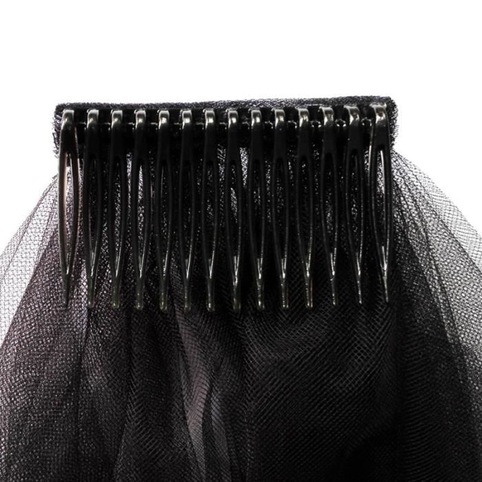 Voile De Mariée Gothique Noir - Double Couche - 74 X 41 Cm - Pour Cosplay, Halloween, Fêtes à Thème - Accessoire Déguisement