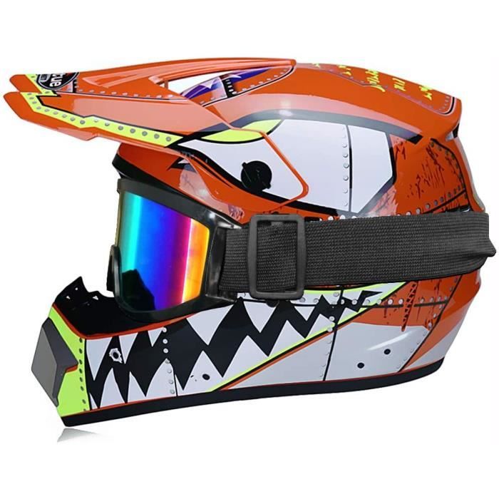 Casque Moto Tout-terrain Casque MTB Intégral Jeunesse - Protection Moto Cross VTT Avec Lunettes Et Gants Protection Intégrale Lunettes Gants Certification DOT