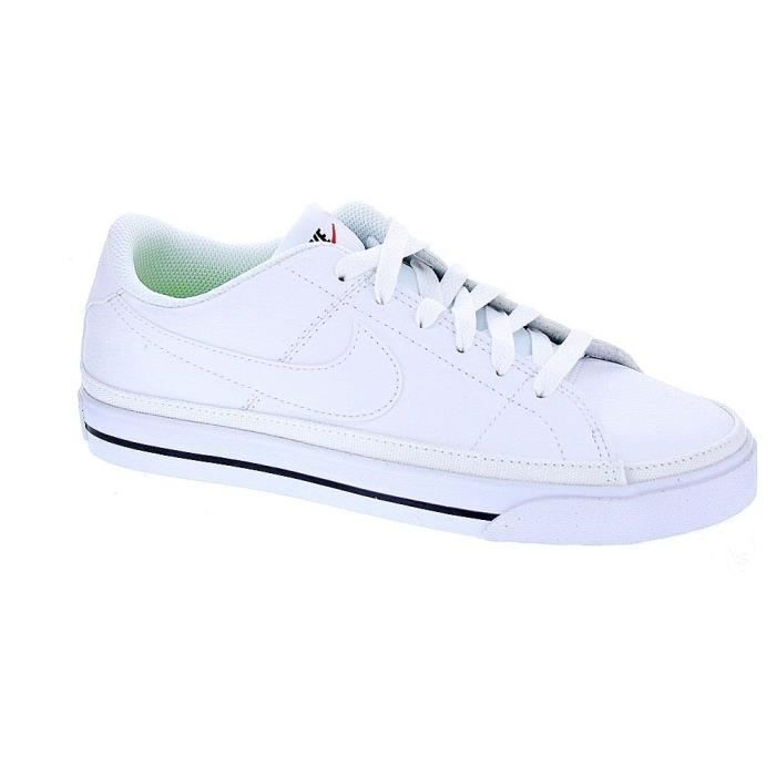 Baskets basses - Nike Court Legacy Femme - Blanc - Synthétique - Lacets - Plat