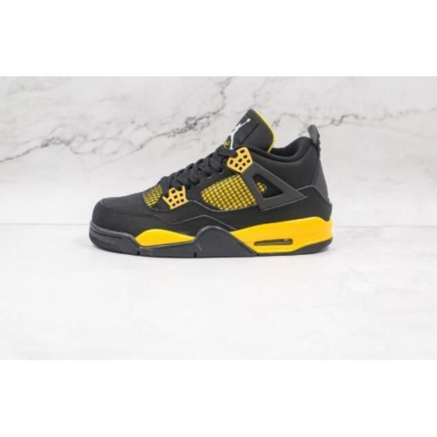 Airs Jordans 4 Retro Metallic Noir Jaune Chaussures De Basket AJ4 Femme  Homme Pas Cher Blanc Noir et jaune - Cdiscount Chaussures