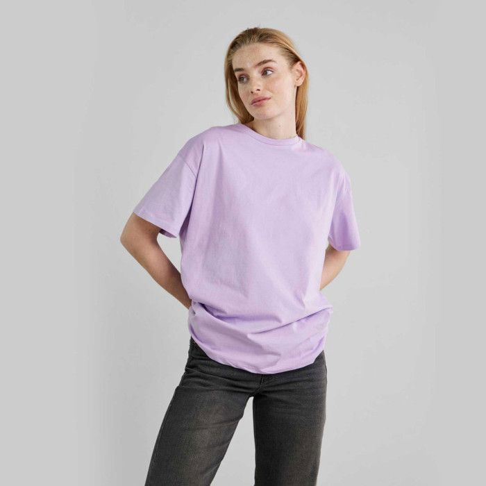 Tee shirt oversize uni manches courtes coton Femme PIECES