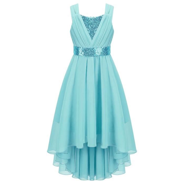 Chemise Fille Justice Taille M 12 - Aqua, Paillettes Et Dentelle - Sans Manches, été - Occasion Très Bon état