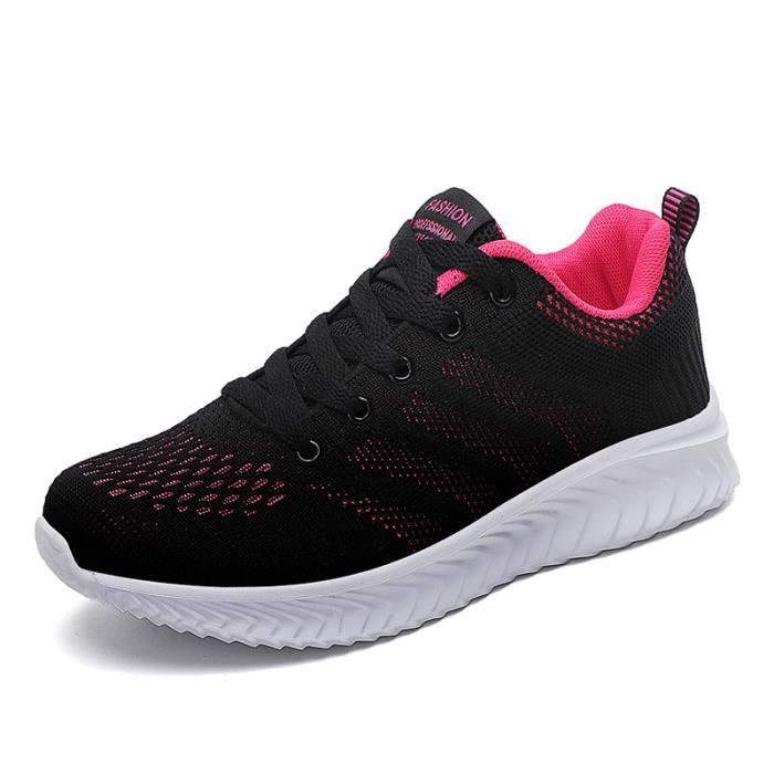 Baskets Sneakers Femme - INSFITY - Maille Aéré - Fitness Respirante  Confortable - Noir/Rose Noir/rose - Cdiscount Chaussures