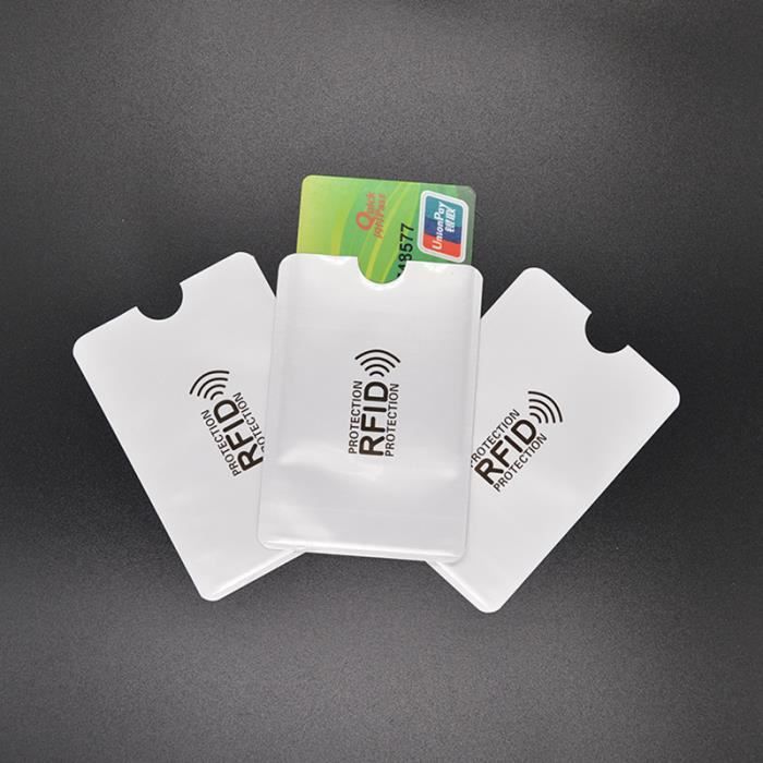 Lot de 4 étuis de Protection RFID & NFC pour Cartes de crédit Carte d'identité Carte bancaire 100% RFID Blocker Contre Les fuites inautorisées Argenté 