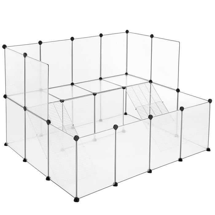 Meilleurs prix pour OHMG ENCLOS - CHENIL  Enclos pour animaux de compagnie 28 pièces (double couche) avec 2 marches Clair 143*108*92cm