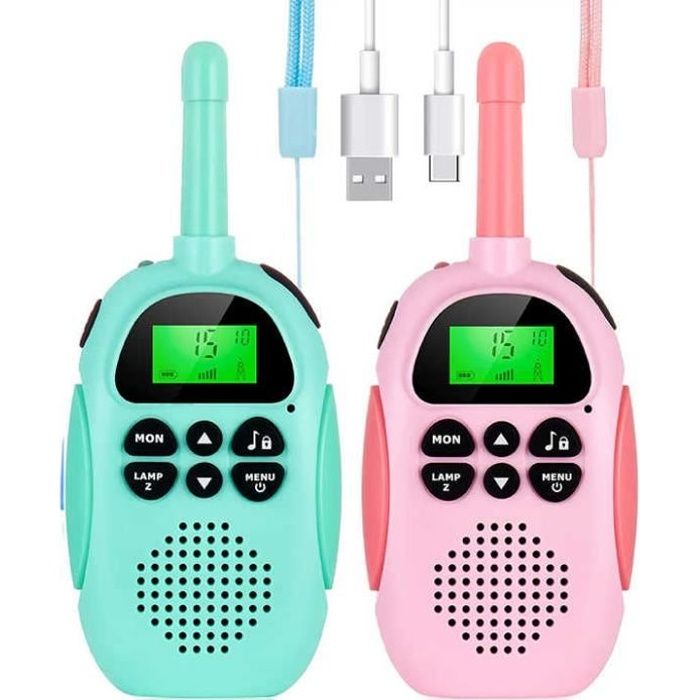 Talkie Walkie Enfant Jouet PIMPIMSKY 22 canaux écran LCD portée 3 km Qualité sonore HD / lampe de poche intégrée