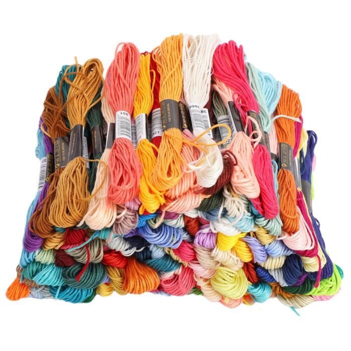 Qiilu fil de point de croix 150 pièces fil à broder multicolore point de croix coton couture