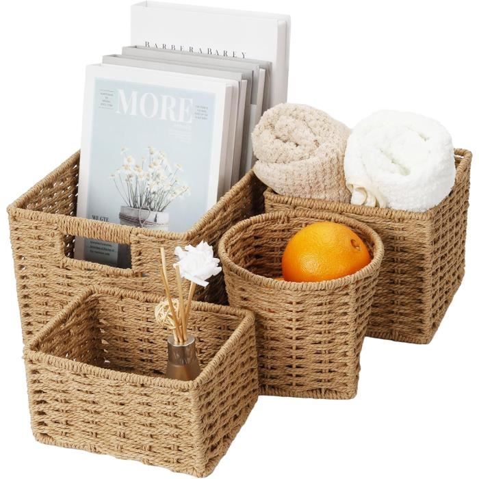 Paniers De Rangement En Corde De Papier 3 Pièces, Pour Placards