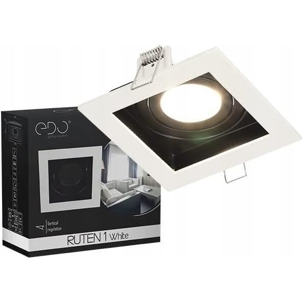 Spot Plafond Double En Saillie Osmin 2 Blanc Noir Ip20 Carré, Spot
