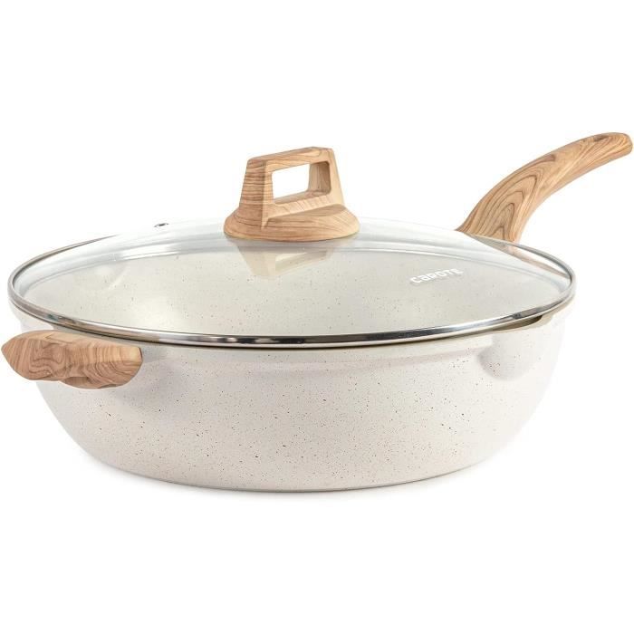 Casserole Induction CAROTE 20cm 2,4L Avec Couvercle - Antiadhésive Granit Sans PFOS Tous Feux