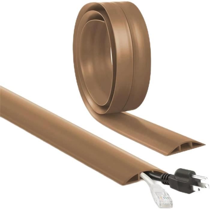 Cache Câble Sol 2M Autocollant Marron - Goulotte Passe Câble Flexible PVC Protection Et Organisation
