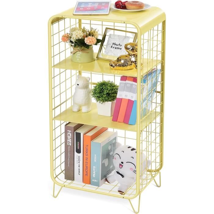 Table D'appoint 3 Niveaux Style Industriel - 40x40x54,5cm, Métal Et Bois - Pour Salon, Chambre, Rangement