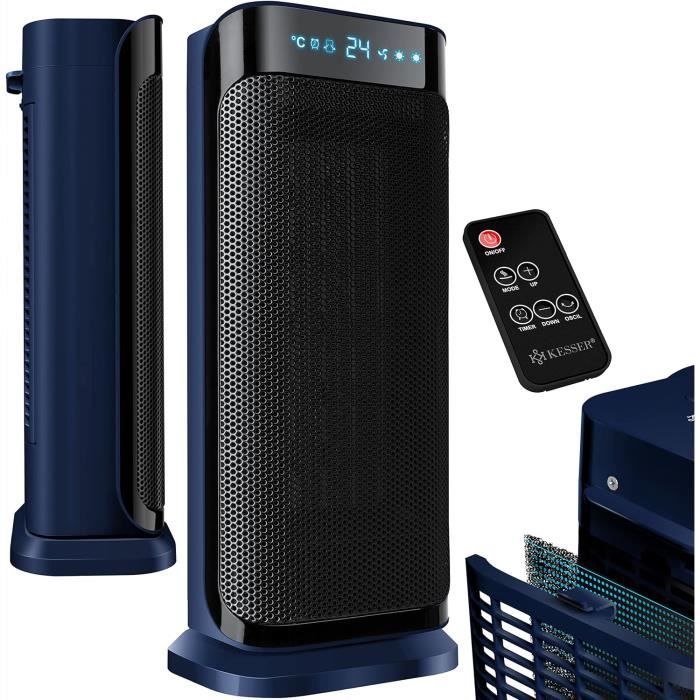 Chauffage D'appoint 2000W, ECO Radiateur Electrique Céramique, PTC Chauffage Electrique, 70°Oscillation, 12H Minuterie, Thermostat Réglable, Protection Multiple, Fonction D'humidification Noir