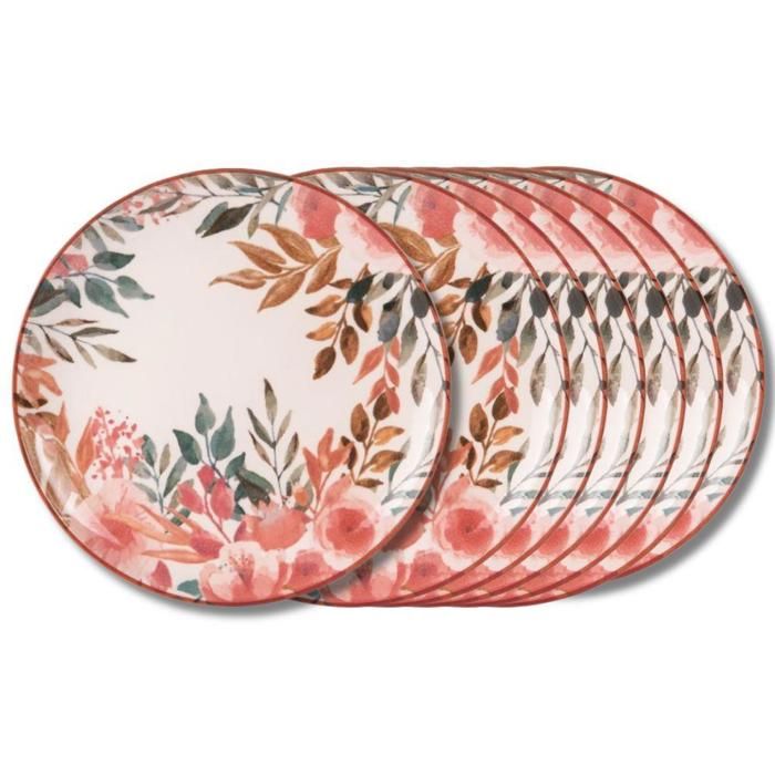 Lot De 6 Assiettes Plates Nymphéa En Porcelaine Blanche - Diamètre 27cm - Marque Table Passion