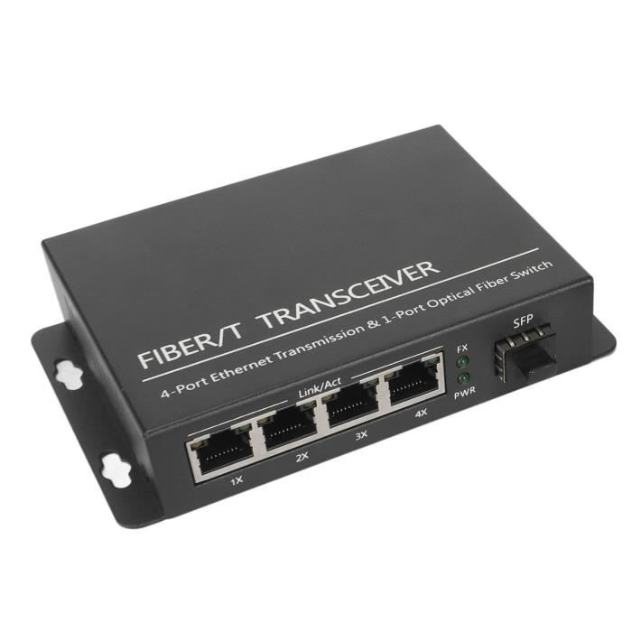Tbest Convertisseur média fibre SFP 1 Port optique 4 Port électrique RJ45  Switch Ethernet 100‑240V - Cdiscount Informatique