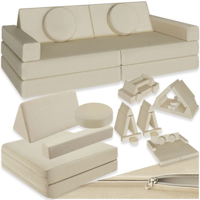 Canapé de jeu - TECTAKE - Canapé de jeu LILLY en polyuréthane au rembourrage épais avec fonction de couchage 160 m - Beige