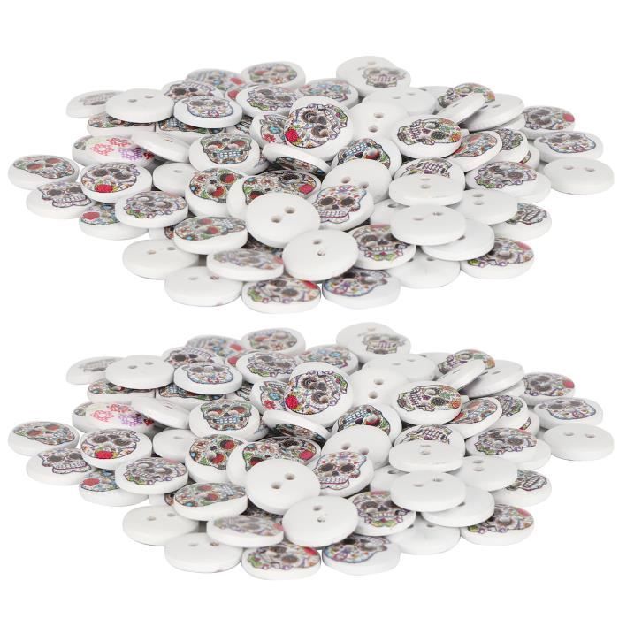 Lot De 12 Boutons En Bois Noir Et Blanc - Diamètre 2,5 Cm, Style Déco Ou Couture