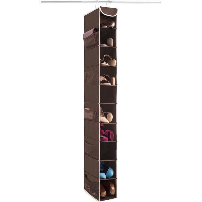 Closet Hanging Shoe Organizer 10 Shelf Shoe Holder Java Color[H3484