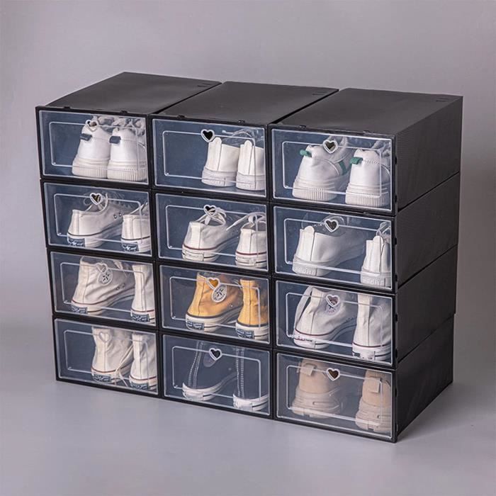 Boîte À Chaussures Empilable Transparent 12 Pcs Organisateurs De