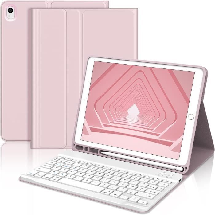Coque Clavier AZERTY Bluetooth Pour IPad 10.2" (7e/8e/9e Gen) - Avec Fente Stylet, Noir, Protection Et Angle Réglable