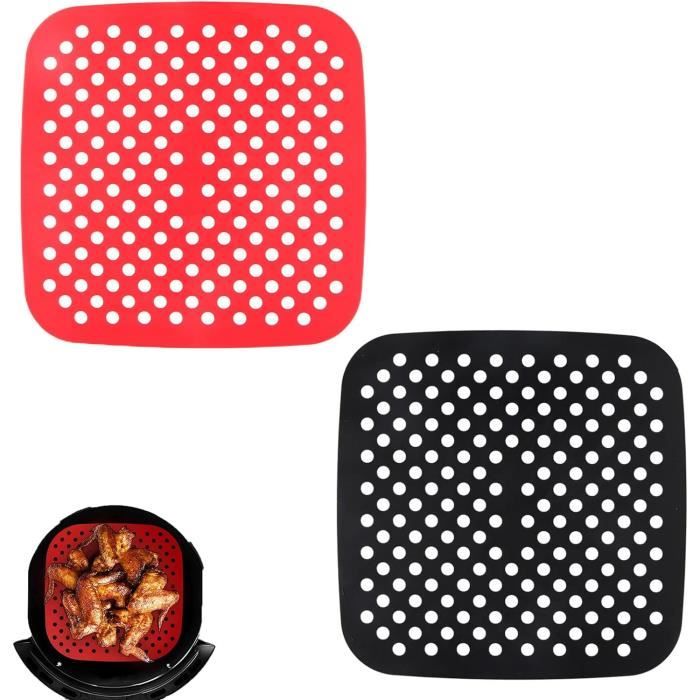 2 Tapis Silicone Pour Friteuse Air - Réutilisables, Antiadhésifs 21.5x21.5cm - Accessoire Cuisine Sain