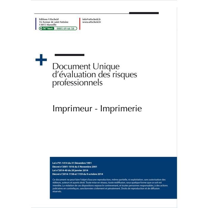 Document Unique d'évaluation des risques professionnels métier (Pré ...