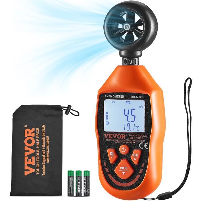Anémomètre Portable Proster - Mesure Vitesse Vent & Température - LCD Rétroéclairé - Pour Voile, Randonnée