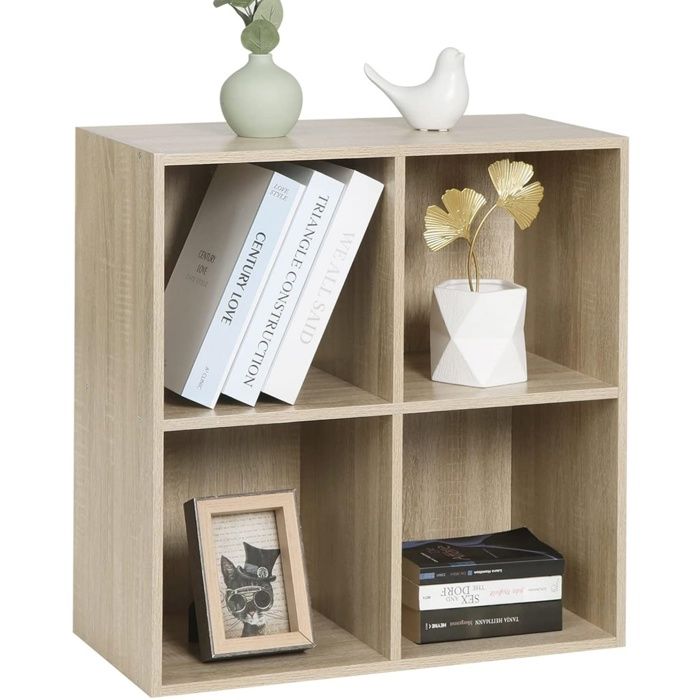Bibliothèque Armoire WOLTU - Étagère de Rangement en MDF - 4 Cubes Compartiments - Chêne clair Bibliothèque Armoire WOLTU - Étagère de Rangement en MDF - 4 Cubes Compartiments - Chêne clair