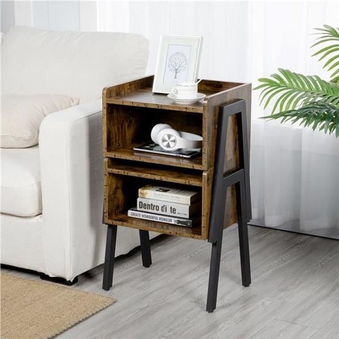 Lot De 2 Tables De Chevet Scandinaves Yaheetech - 50x40x57cm 2 Tiroirs Pieds Métal Blanc