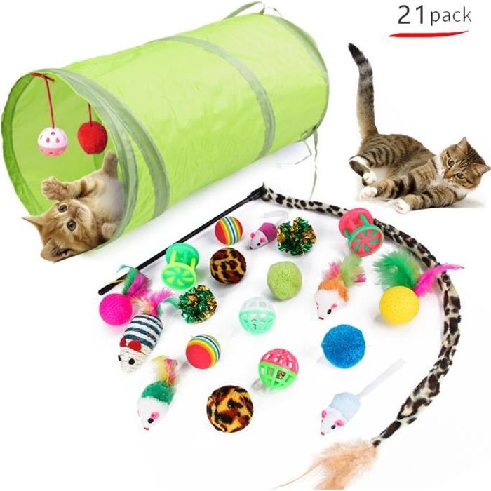Jouet interactif pour chat - HAUTSTORE - 21 pièces - Plume souris clochette - Vert Jouet interactif pour chat - HAUTSTORE - 21 pièces - Plume souris clochette - Vert