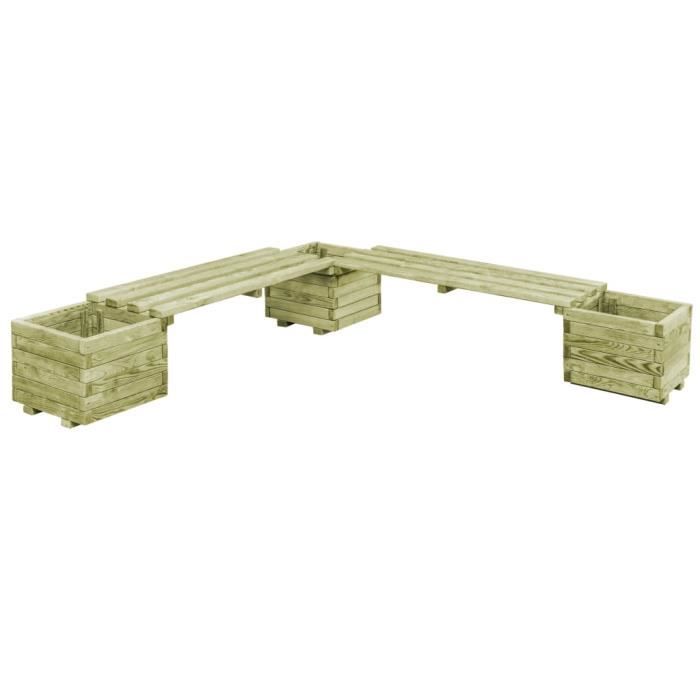 Pergola Jardin Avec Banc Et Jardinières – Bois De Pin Imprégné, 230 X 198 Cm – Salon Extérieur - 4