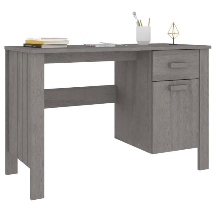 fhe - meubles de bureau - bureau gris clair 113x50x75 cm bois massif de pin - yosoo - dx2168