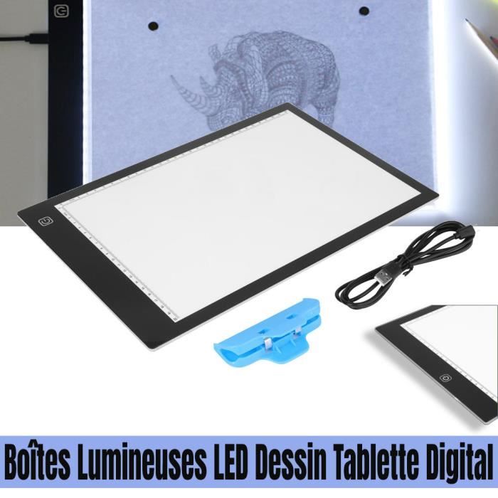 Tablette Lumineuse 8MM A4 Ultramince Tablette Dessin Lumineuse LED Pad USB  Art pour l’Esquisse et Copie YUY433