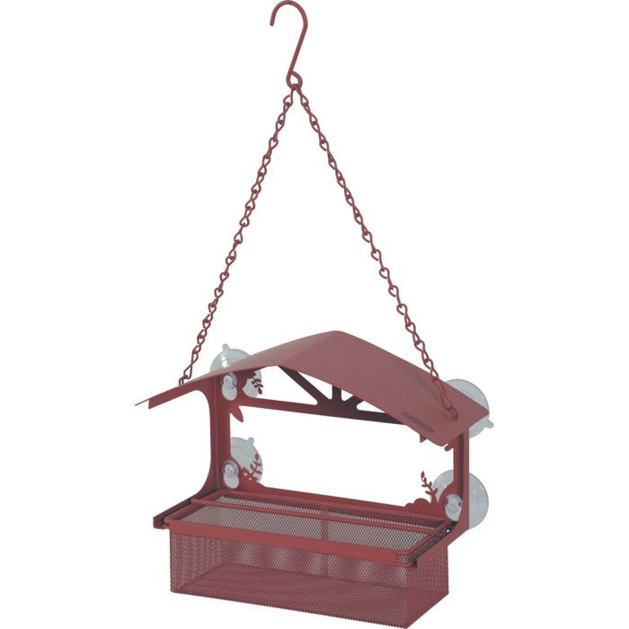 Mangeoire à graines pour fenêtre avec toit rouge pour oiseaux - zolux