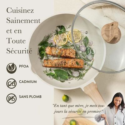 Poêle Induction 30 Cm CAROTE - Revêtement Granit Antiadhésif Sans PFOA - Compatible Tous Feux - Poignée Bakélite Résistante - 7