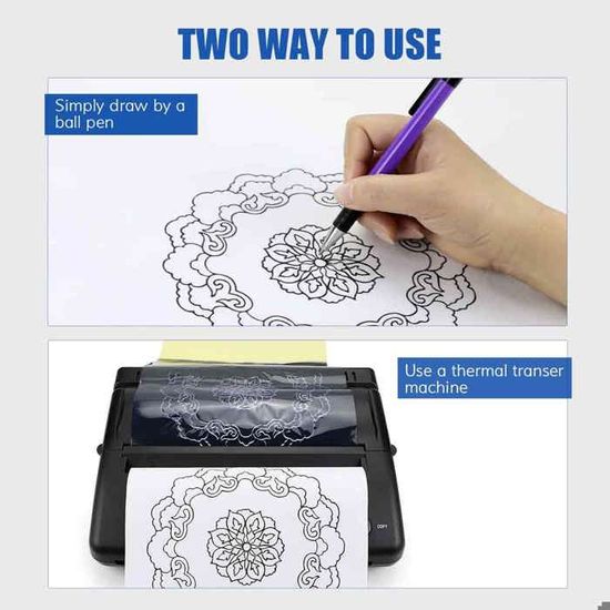 100 Feuilles Papier Transfert Tatouage A4 4 Couches - Stencil Tatouage Usage Pro Et Personnel - Papier Carbonne Bleu