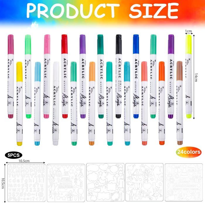 Feutres Acryliques 120 Couleurs - Pour Pierre, Verre, Bois, Céramique - Imperméables, Séchage Rapide, Pointe Fine