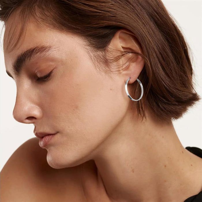 Boucles D'oreilles Créoles Argent 925 Pour Femme - Pendantes, Hypoallergéniques - Cadeau élégant - 10