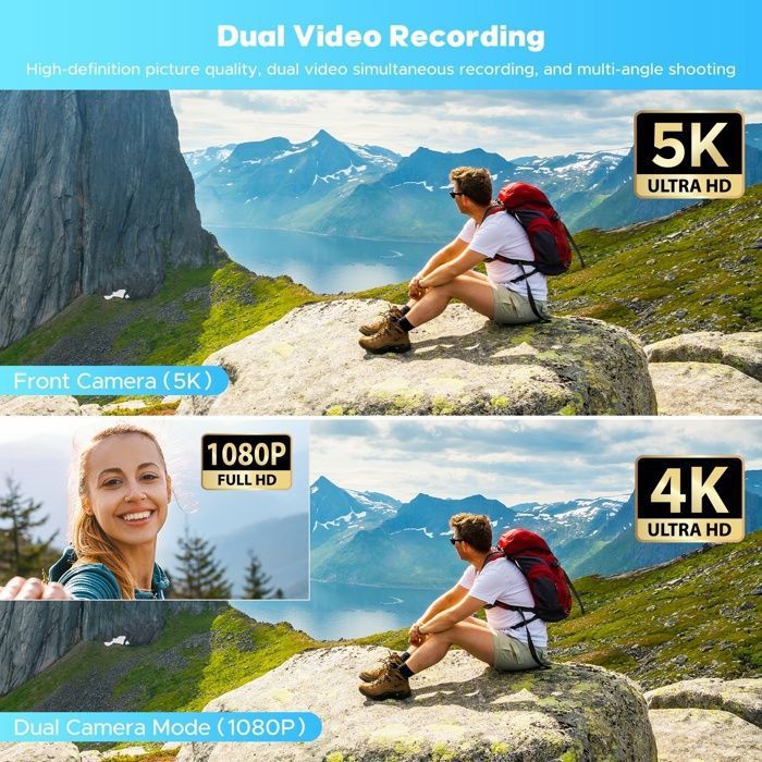 Caméscope HD 1080P 16MP Avec Écran Rotatif 180° Et Micro Réduction Bruit