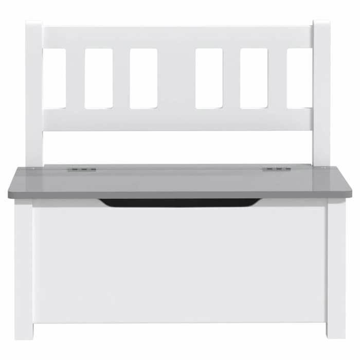 Vidaxl – Banc de rangement enfant 60x30x55 cm – MDF blanc et gris – Coffre de rangement sécurisé avec couvercle – Finition non toxique