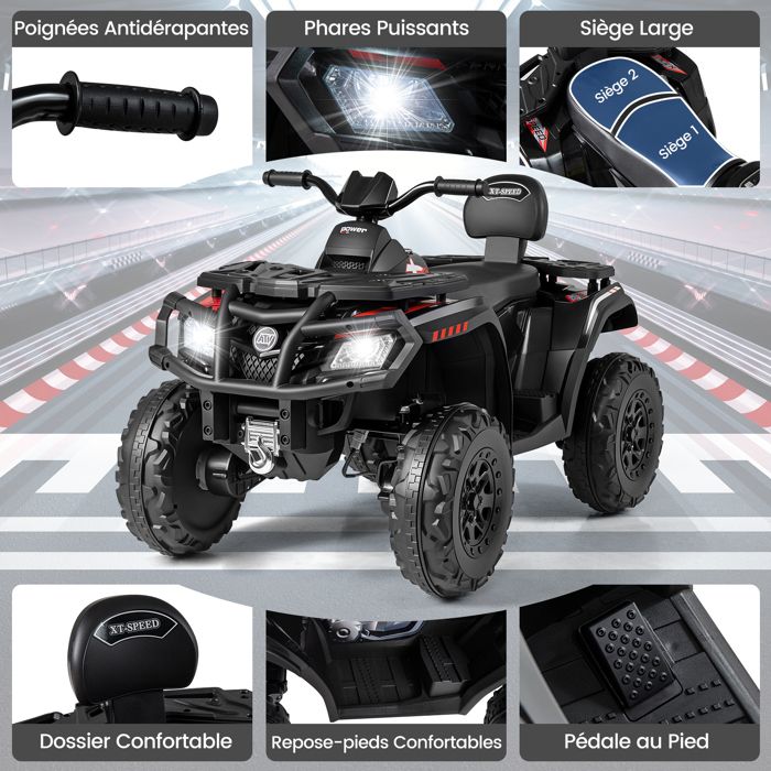 Voiture électrique Enfant COSTWAY – Quad Violet Avec Panneau De Commande, Musique, LED, Démarrage Lent – 3-8 Ans, Charge 35 Kg