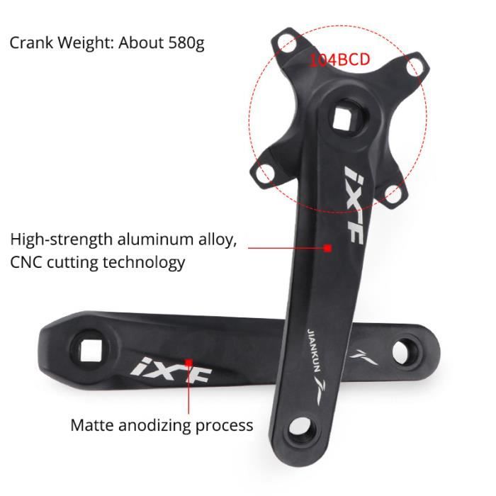 Manivelle VTT – Bras 170 Mm, 104 BCD, Plateau 32/34/36/38T (au Choix) – Neuf, Compatible Shimano