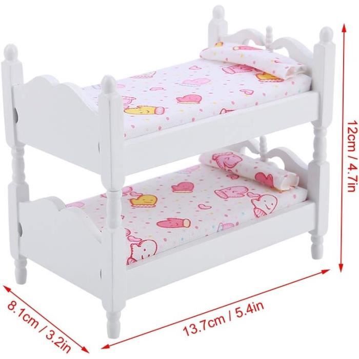 Mini-lit Superposé Et Meubles Déco Pour Poupées – Ensemble Maison De Poupée 1:12, Cadeau Pour Enfants