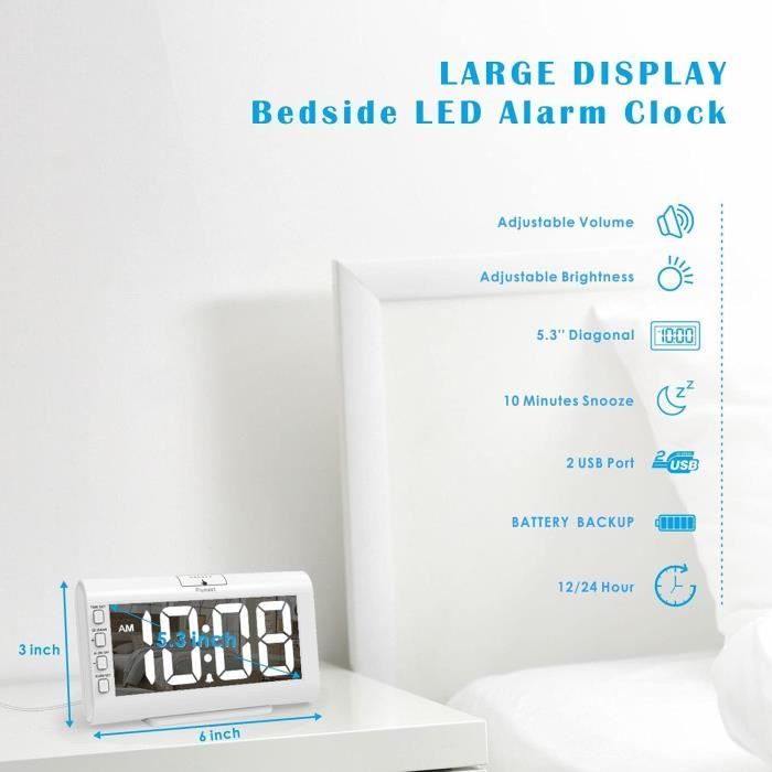 Réveil Numérique Led Avec Rétroéclairage Calendrier Muet Horloge Réveil Numérique Led Avec Rétroéclairage Calendrier Muet Horloge
