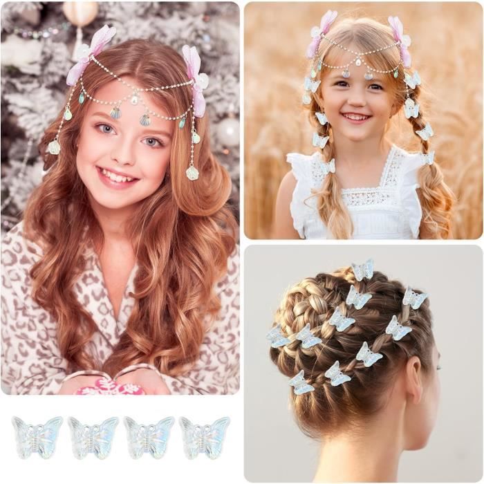 Set Bijoux Papillon Pour Fille – Collier, Bracelet, Bague Et 3 Pinces à Cheveux – Cadeau Mignon Et Créatif