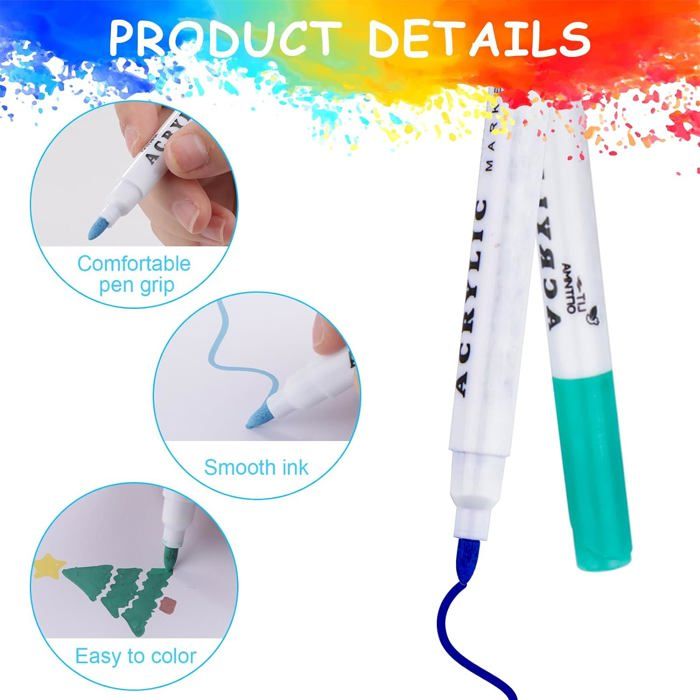 Faizer ® 168 Feutre Acrylique, Stylos Acryliques à Pointe Pinceau Pour