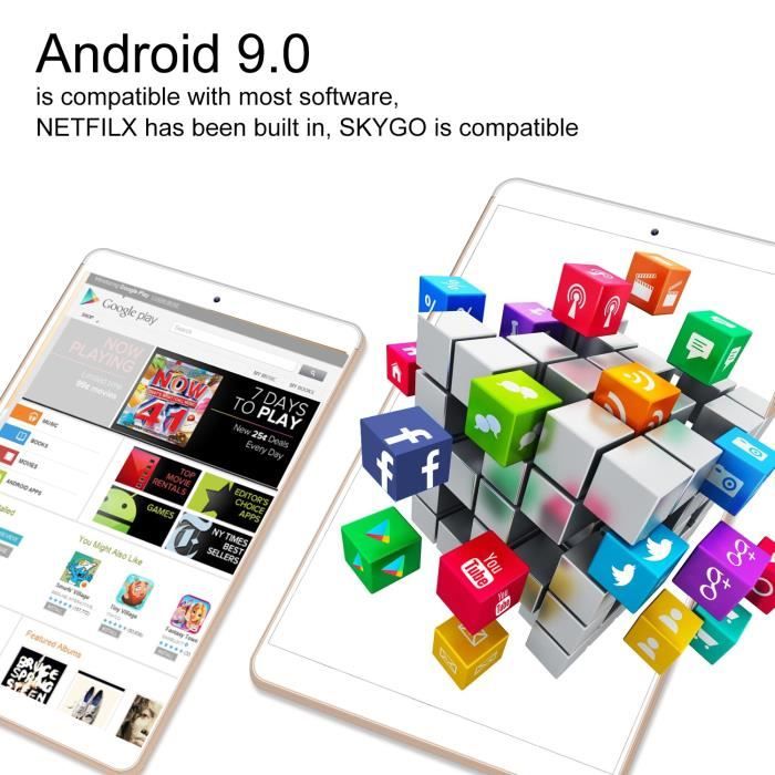 4G LTE Tablette Tactile 10.1" - Android 9.02