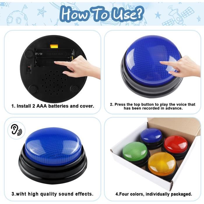 Buzzers de Réponse de Jeu - OMABETA - Buzzer de Jeu Portable - Bip Fort - Accessoire pour Quiz Compétitifs - Jeux - Jouets